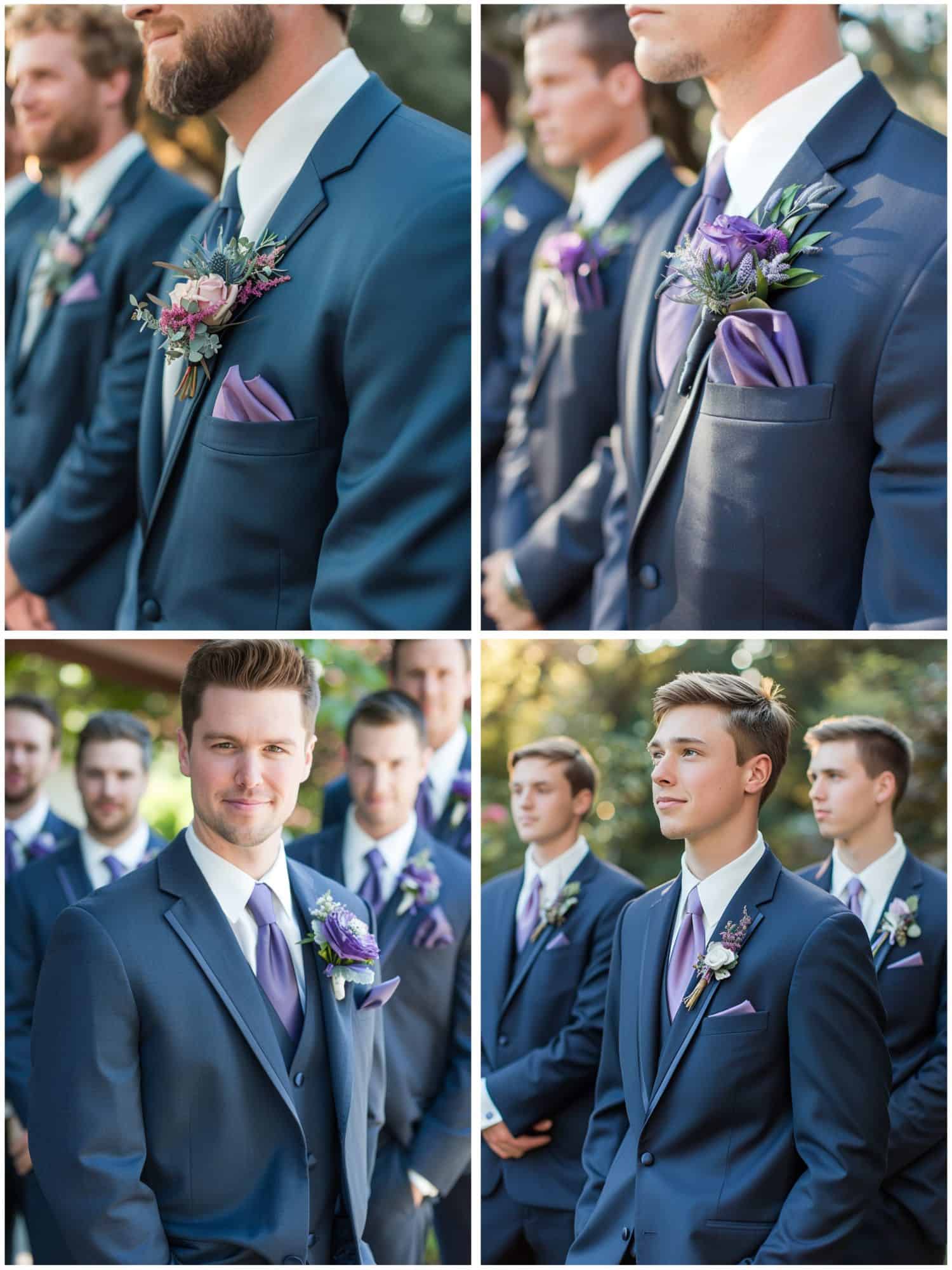 groomsmen attire in blue and purple