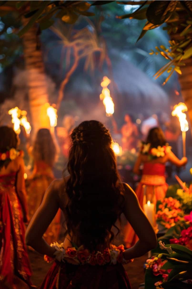 hula dancers at a hawaiian wedding