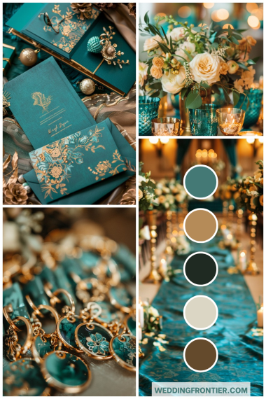 teal and gold