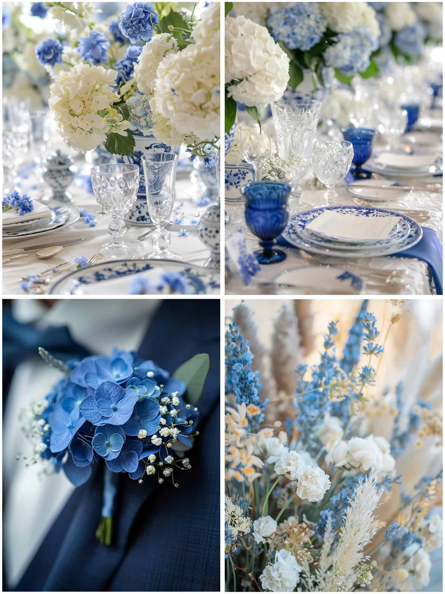 blue and white wedding theme ideas for flowers
