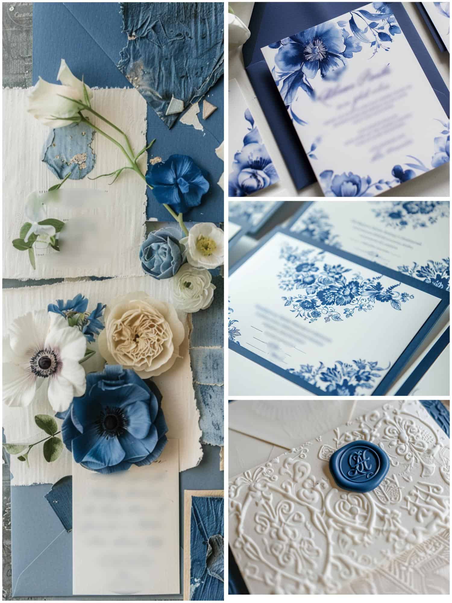 blue and white wedding theme ideas for stationery