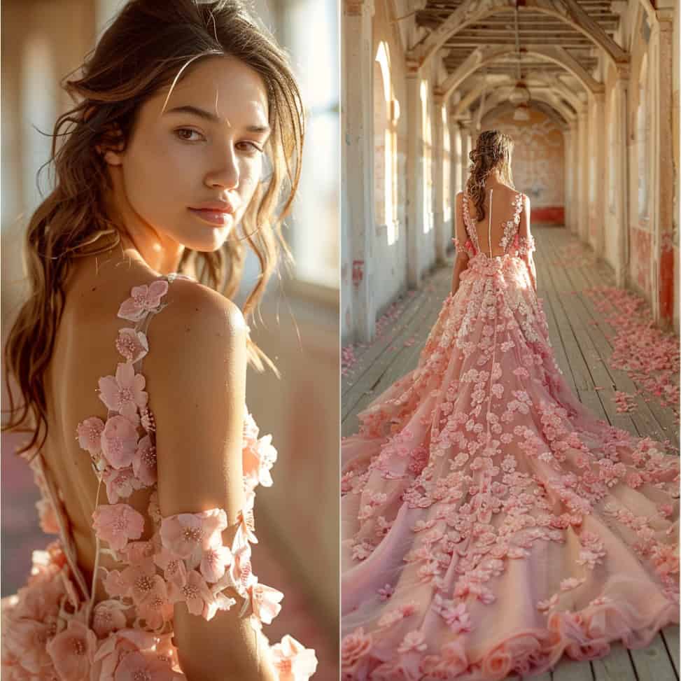 cherry blossom-inspired gown