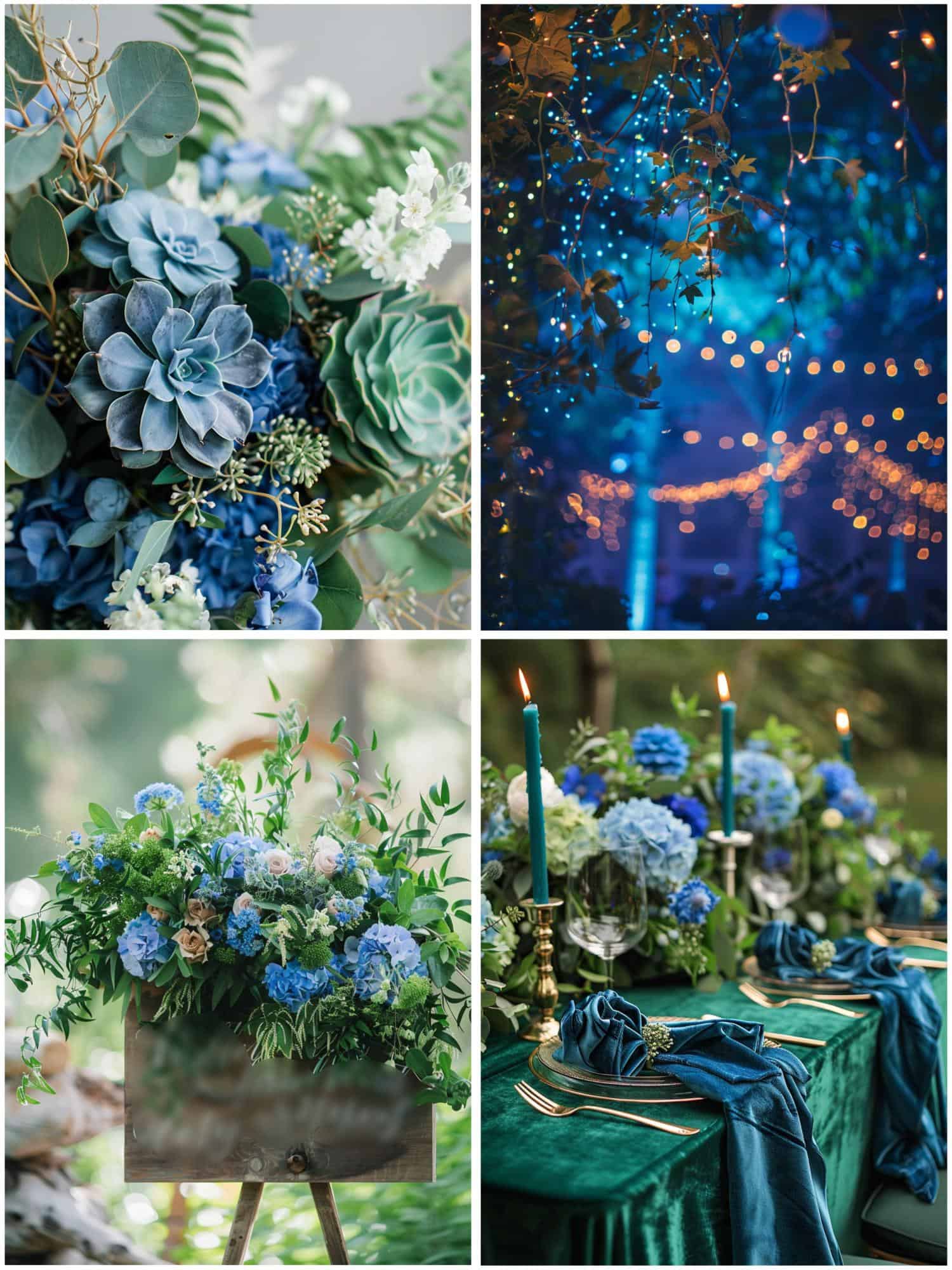 forest-inspired blue and green wedding theme ideas