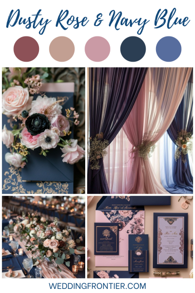 dusty rose and navy blue